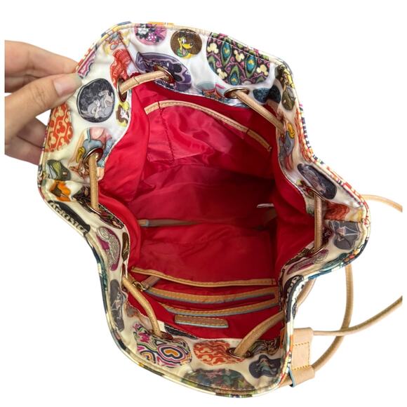 Dooney & Bourke Disney Buttons Drawstring Backpack Purse Mickey Minnie - Picture 10 of 14